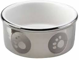 Round Paw Print Titanium Dog Dish